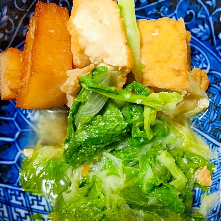 厚揚げとさつま揚げと菜っ葉の煮物